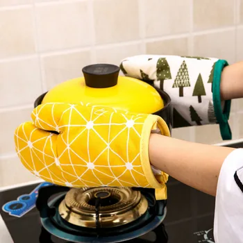 

High quality 1Pcs Cotton Oven Glove Heatproof Mitten Kitchen Cooking Microwave Oven Mitt Non-slip Glove Thickening