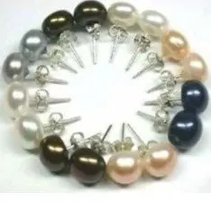 

8Set Akoya Cultured pearl Earring Silver Stud AAA Grade ##