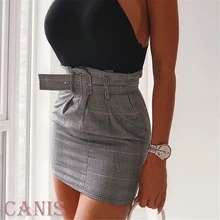 Женские юбки летние облегающие клетчатые Короткие мини-юбка-карандаш клубный пояс