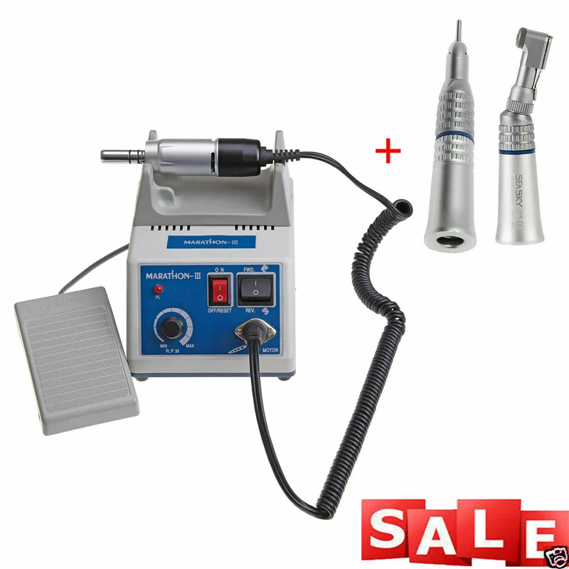 Goede Dental Lab E TYPE micromotor poolse hand stuk met contra hoek   rechte handstuk SEAYANG MARATHON 3 + Elektrische Motor