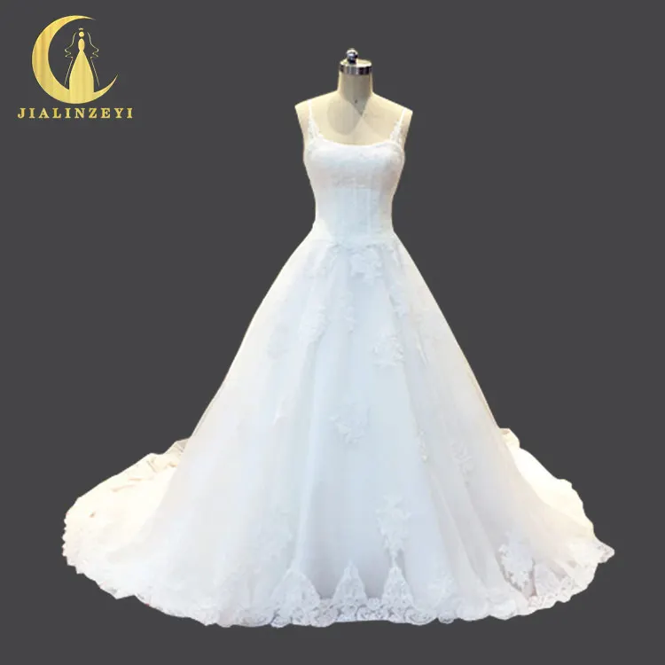 JIALINZEYI Real picture Sexy spaghetti strap Lace A line Fashion font b Bridal b font font