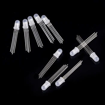

10Pcs 4pin 5mm RGB Led Diode Light Lamp Tricolor Round Common Anode LED 5 mm Light Emitting Diode