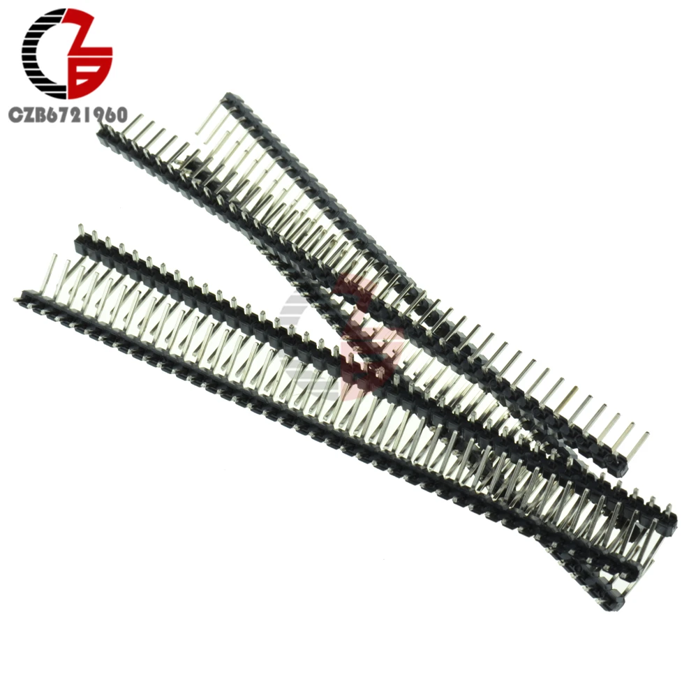 

10Pcs 40Pin 2.54mm Single Row Right Angle Male Pin Header Strip DIY for Arduino