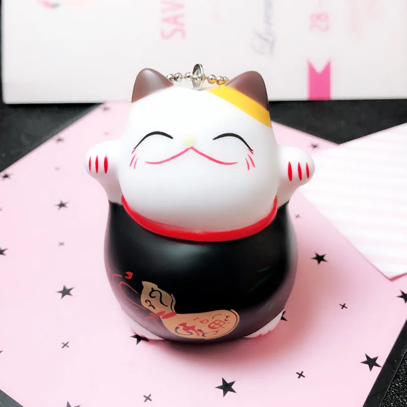 Cute Fortune Cat Figures Toys Keychain Anime Cartoon Lucky Cats Neko Figuras Dolls Key Bag Pendant (1)