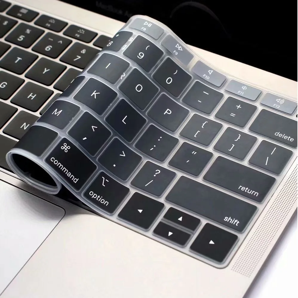 EU  US Silicon for Macbook Pro 13 2018 2017 Keyboard Cover Silicon A1706 A1708 A1989 English for Macbook Pro 13 Keyboard Film (3)