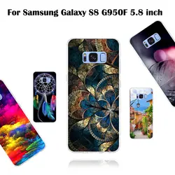 Мягкий чехол TPU для samsung Galaxy S8 G950F 5,8 дюймов кремния задняя крышка телефона защита окрашенные красочный узор случаи Тонкий основа