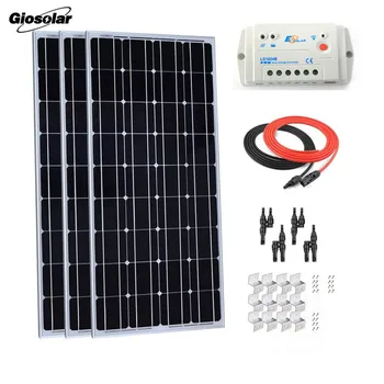 

300 Watts 12 Volts Monocrystalline Solar Starter Kit with 30A PWM LED EP Solar Charge Controller for Off-Grid RV Boat Kit