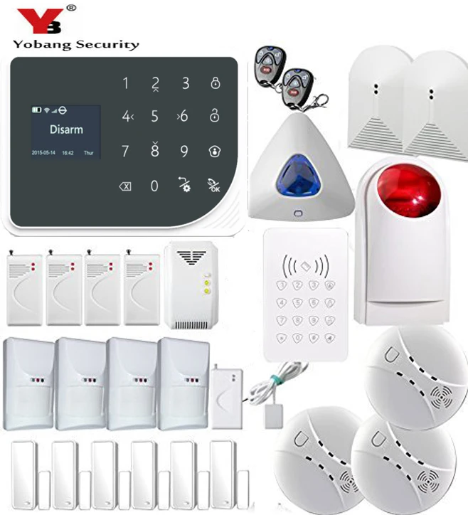 

YoBang Security 433MHZ WIFI GSM Home Security Alarm System Touch Keyboard Gas Wireless Smoke Fire PET Friendly Motion Sensor Kit
