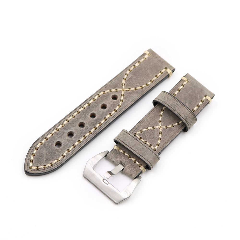Rolamy 20 22 24 26mm Grey Thick Strap Watch Band For Tag CARRERA Omega Montblanc Panerai Daytona Submariner Tissot