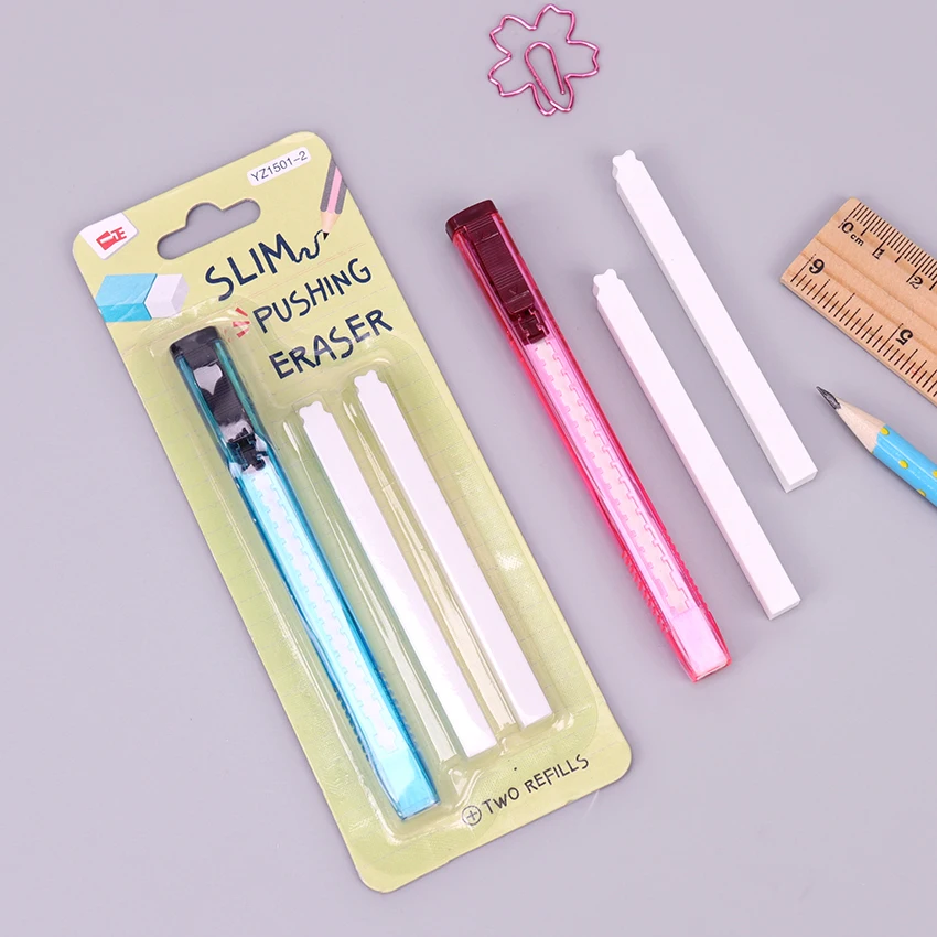 

1 Set /3PCS Erasers Scalable Utility knife Shape Eraser Two Refills Rubber Eraser Set Student Learning Stationery Supplies