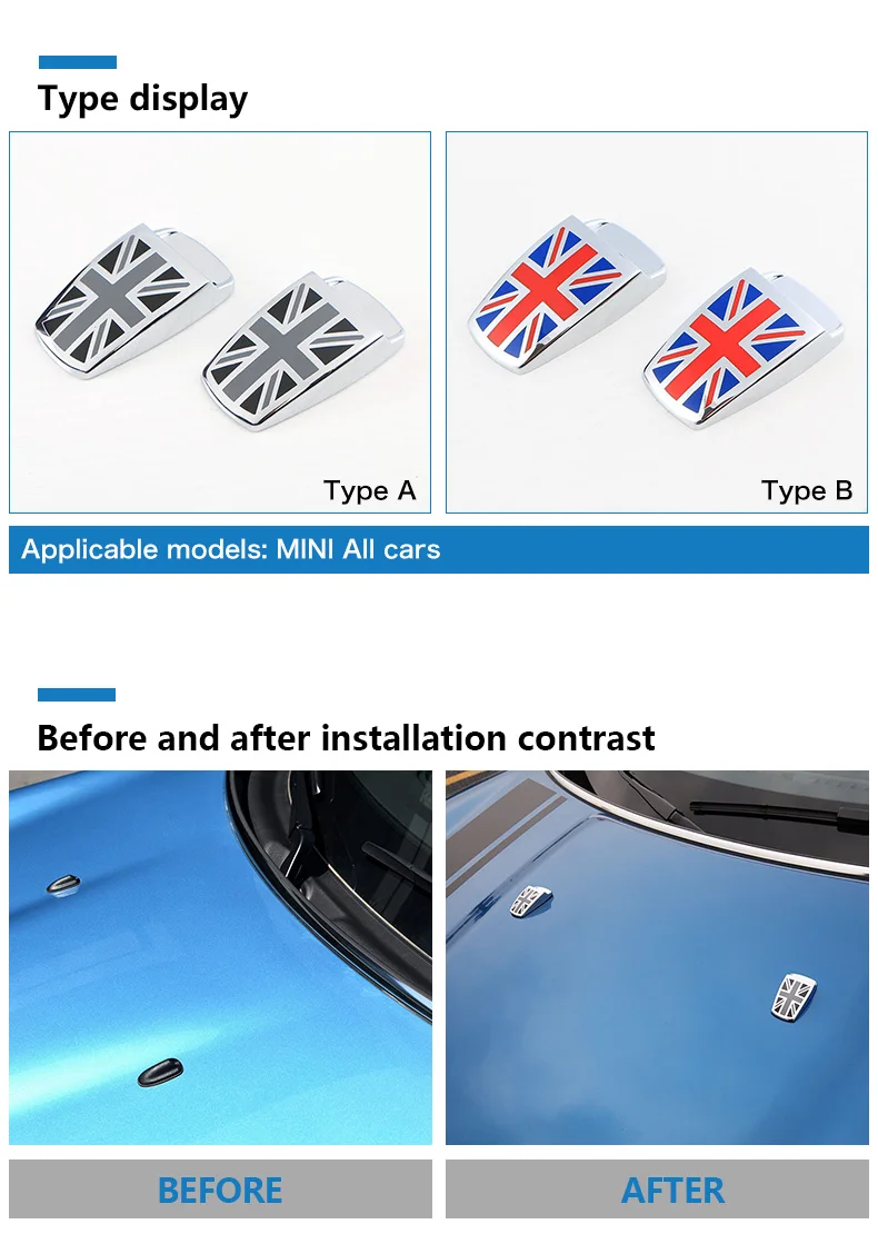  Car Windshield Water Spray Nozzle Covers Stickers for Mini Cooper R55 R56 R60 R61 F54 F55 F56 Accessories Car Styling (2)