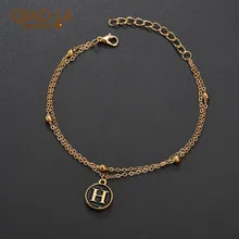 26 букв браслет персональная команда именной браслет золотой цвет двойной браслет-цепочка браслет с пуговицами мужские и женские модные подарки