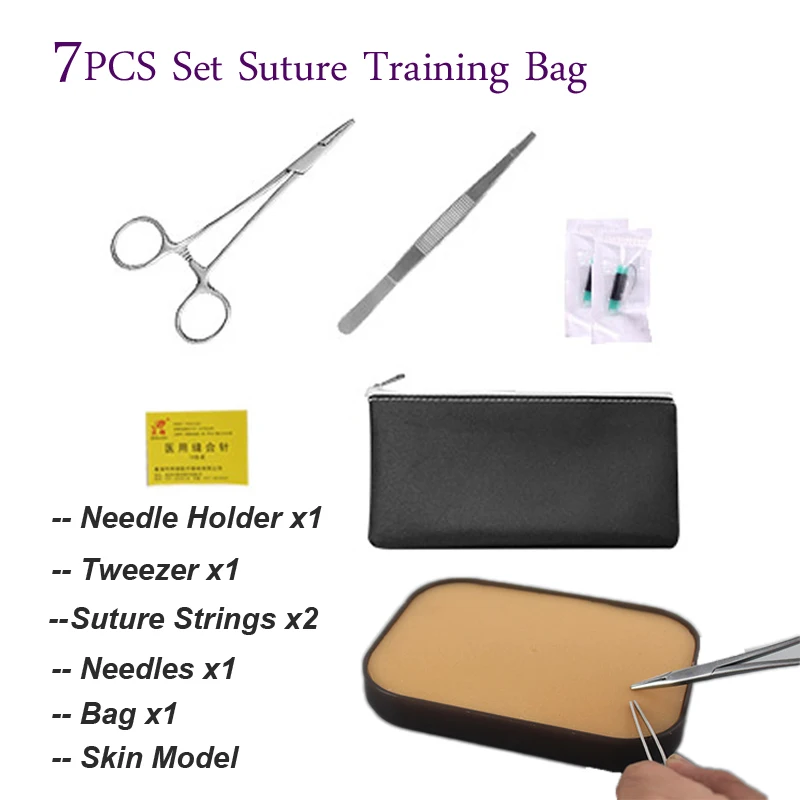 7PCS Set Suture Training Kit with Medical Skin Model Simplified kit for |