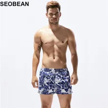 Красные SEOBEAN синий печатных пляжные Для мужчин Купальники для малышек Шорты для женщин пикантные Sunga masculina Для Мужчин's Одежда заплыва Мужские Шорты для купания Для мужчин трусы Спорт Для мужчин купальник 398