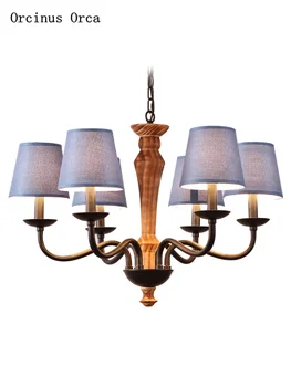 

American retro solid wood chandelier living room dining room bedroom Mediterranean creative personality LED classic chandelier