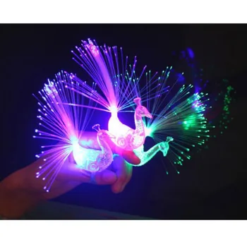 

Peacock Finger Light Colorful LED Ring Party Gadgets Children's Educational Toys For Birthday Party Glowing Toys