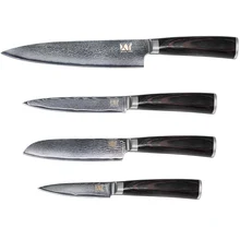 Japanischen VG10 Damaskus-stahlmesser 4 Stücke Set Chef Santoku Utility Obstmesser Farbe Holzgriff Besten Küchenmesser Kochen werkzeug