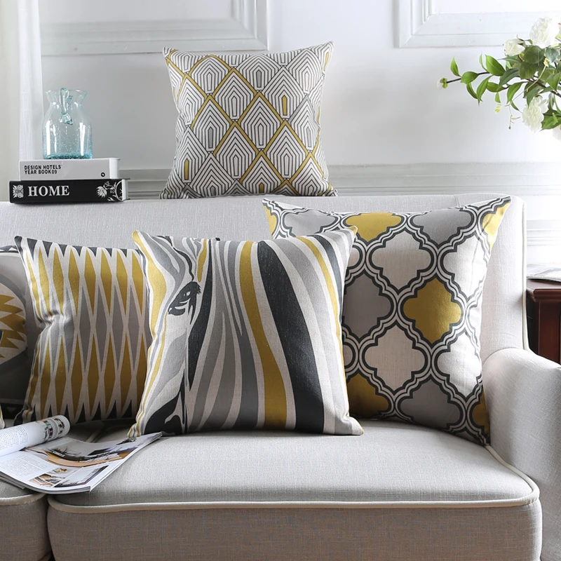 yellow throw pillows for bed