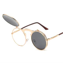 Стимпанк Солнцезащитные очки женские мужские брендовые дизайнерские ретро круглые металлические оправы паровые панк Солнцезащитные очки UV400 очки