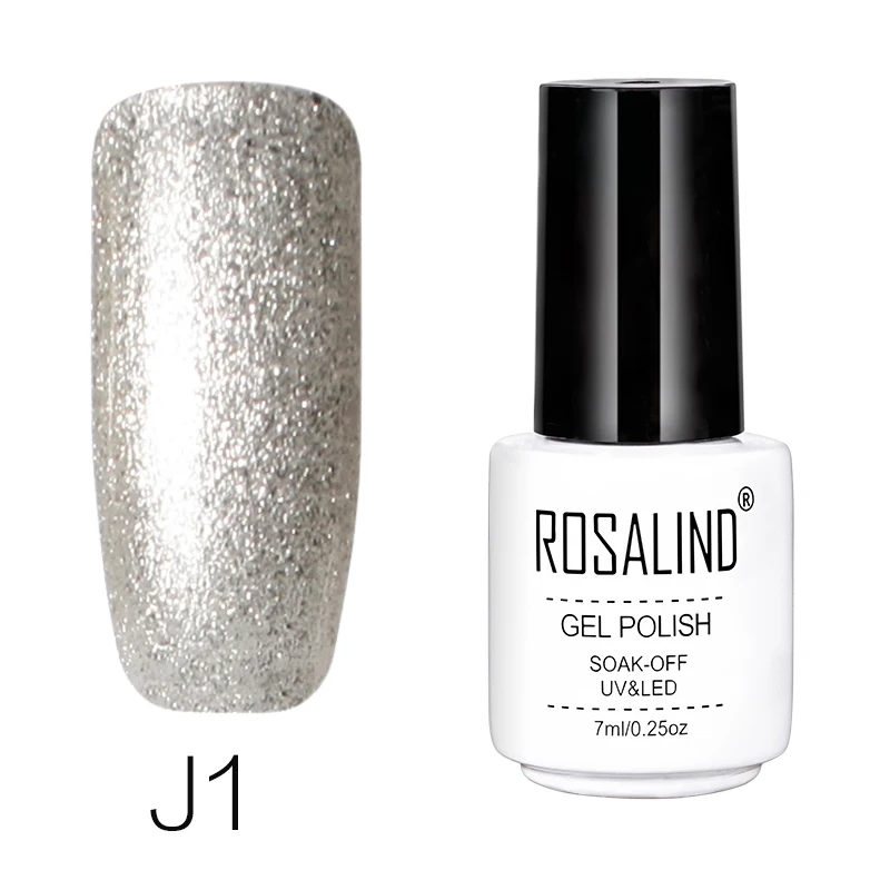 

ROSALIND UV Gel Nail Polish Varnish 7ML Soak Off Platinum Series White Bottle Hybrid Nail Manicure Semi Permanent Top Base Coat