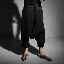 27-44 Новинка шаровары Мужская одежда брюки шаровары Плюс Размер льняные брюки шаровары брюки хип-хоп певица костюмы