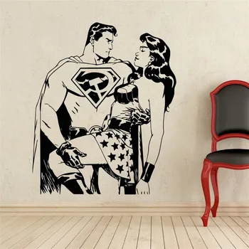 

Home Decor Avengers superhero Superman & beauty wall stickers PVC Vinyl Removable Art Mural Wall Sticker