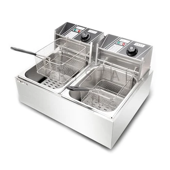 

11L*2 Electric Deep Fryer with Basket Strainer 2500W Fryer for Chicken Shrimp French Fries Stainless Steel Frying Machine