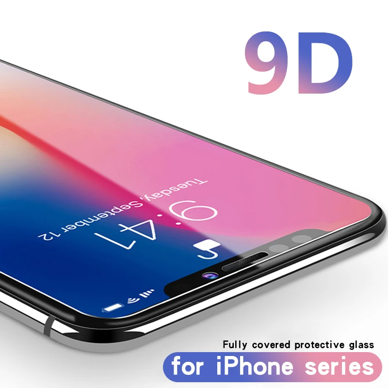 9D полное покрытие краев закаленное стекло для iPhone 8 7 6S X S Plus Защитное XS Защитная