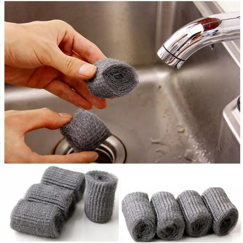 

12pcs/lot Sponge Metal Mesh Super Detergent Tool Kitchen Steel Wool Degreasing Cleaning Tool Pot Brush Magic Cleaner