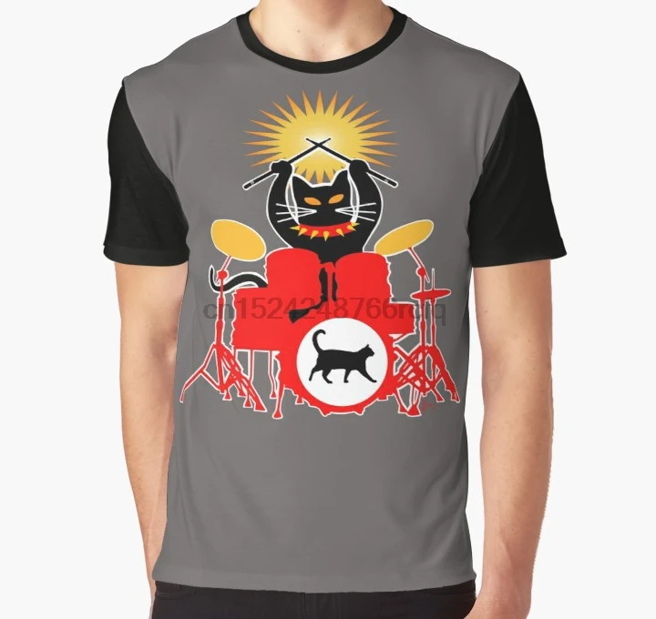 

All Over Print 3D Tshirt Men Funny T Shirt Drummer Cat Full Print Big print Graphic T-Shirt