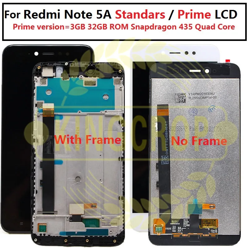 ЖК-дисплей 5 дюйма 720x1080 IPS для XIAOMI Redmi Note 5A сенсорный экран с рамкой Xiaomi Prime LCD Y1 / Lite |