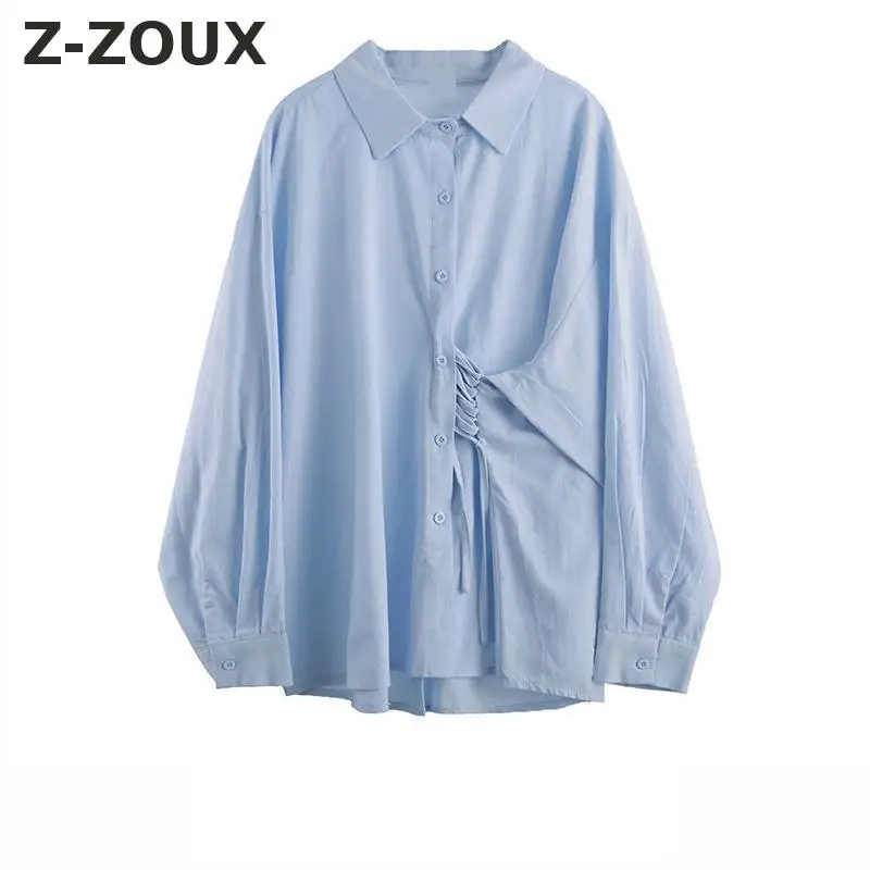 Z-ZOUX женская сумка квадратный воротник рукав "летучая мышь" нерегулярные кружево хлопок плюс размеры рубашка для женщин белый 2018, Новы