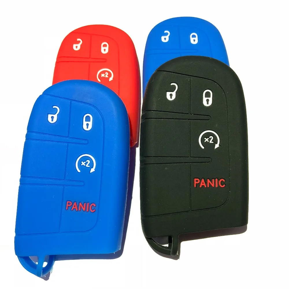 

3+Panic Smart Key Control FOB Shell Holder Pouch Silicon Cover Case For Jeep Grand cherokee Chrysler Dodge For Fiat 500X Car Key