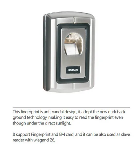 

Metal Case Waterproof Access Control Fingerprint with EM Reader Standalone Fingerprint Access Control System with 1000 users