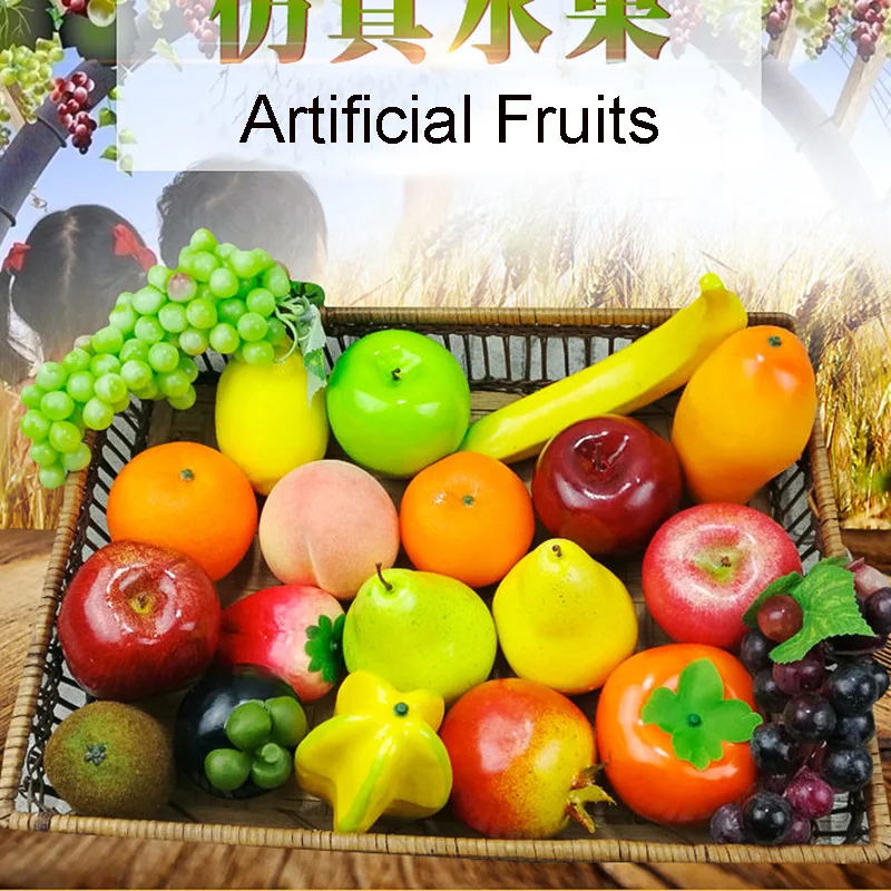 

Decorative Foam Fake Fruit Apple Lemon Peach Orange DIY Plastic Artificial Fruit For Home Decor Accessories Photography Props