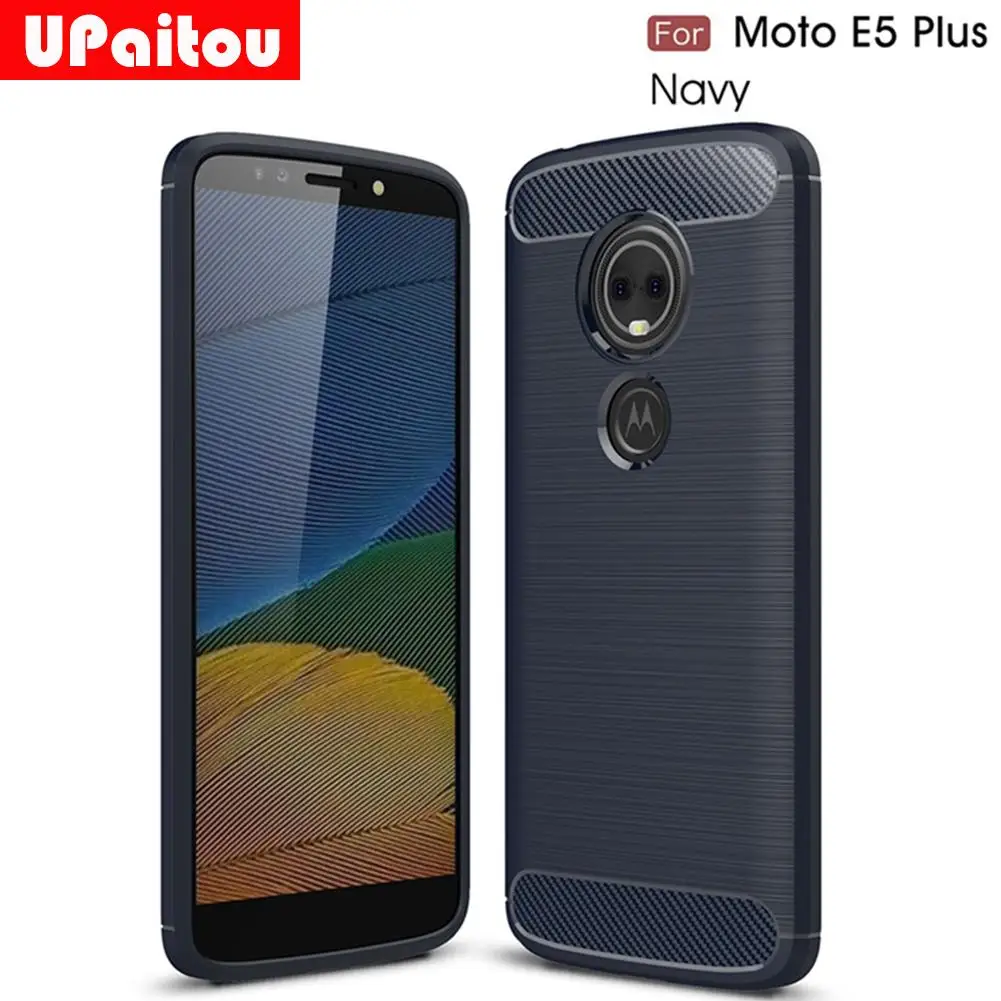UPaitou For Motorola Moto E5 Plus Case Ultra Thin Carbon Fiber Soft TPU Cover E5Plus Phone |