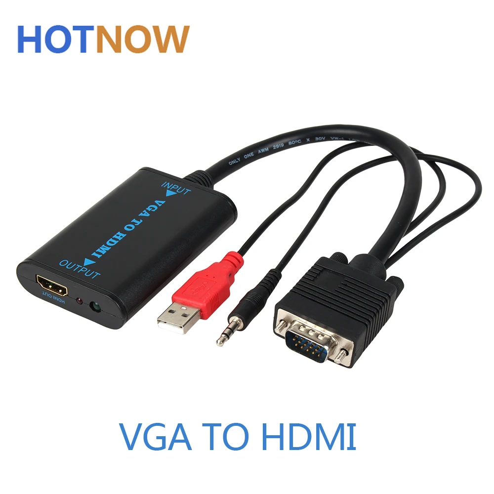 Online Ahora caliente VGA a HDMI convertidor VGA + Audio a HDMI cable convertidor vga2hdmi adaptador para HDTV PC