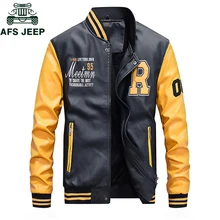AFS джип бренд Мода Бейсбол кожаная куртка Для мужчин плюс Размеры M-4XL осень-зима Jaqueta Couro Для мужчин s куртка из искусственной кожи пальто