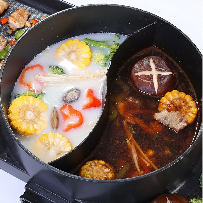 Корейский стиль многофункциональный электрический гриль домашний бездымный антипригарный горячий горшок барбекю плоская сковорода двойного назначения прибор для приготовления пищи