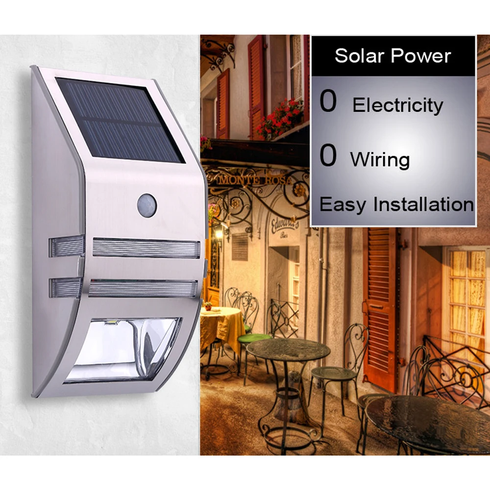 

Solar Power LEDs Outdoor Garden Pathway Stairs Lamp PIR Solar Motion Sensor LED Solar wall Lamp White Warm White Color