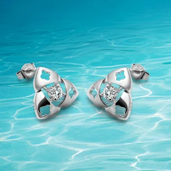 

New on shelves!925 sterling silver stud earrings, female earrings, Hollow plum Stud Earrings., shiny zircon earrings.