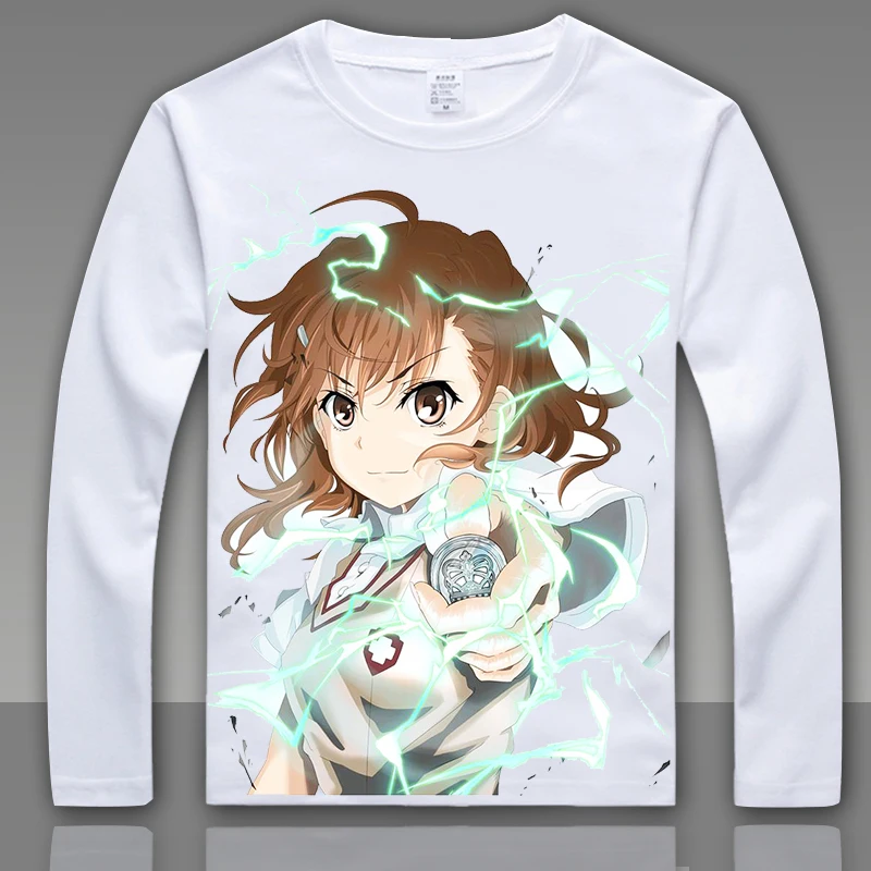 Модная футболка Toaru Kagaku no Railgun Misaka Mikoto для косплея, футболка с длинным рукавом, аниме топы футболки для мужчин и женщин, футболка L004