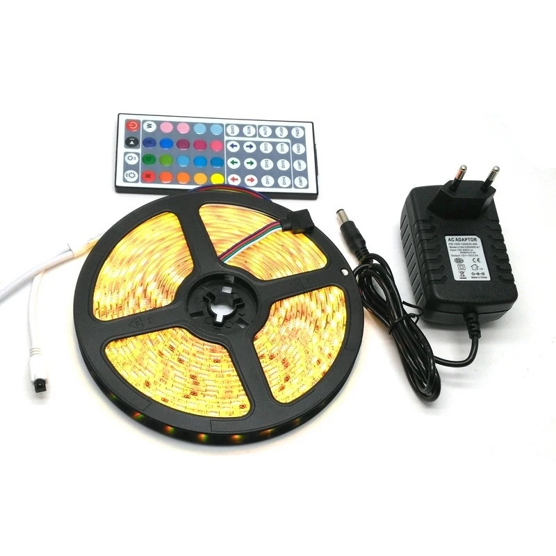 cheap IP65 Waterproof 5050 RGB 5M LED Strip Set + 44Keys IR Controller + 12V 3A Power Adapter Flexible Tape Home Decoration Lighting