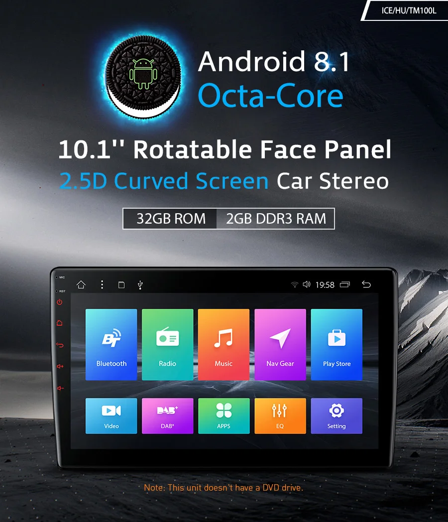 XTRONS Android 8.1 Oreo Octa Core 10.1 Inch 2GB DDR3 RAM 32GB ROM Rotatable Face Panel Car Stereo Radio GPS Support 4K Video WiFi OBD2 Screen Mirroring