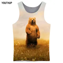 YOUTHUP, мужские майки, повседневная спортивная одежда, летние Майки, футболки, 3D принт, цветочный медведь, бодибилдинг, мужские/женские майки для фитнеса