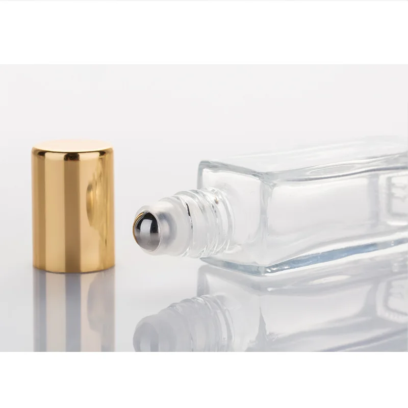 6 мл мелкий Прозрачный Прямоугольный футляр для парфюмерии Стекло пустая бутылка с роликом 100 шт./лот