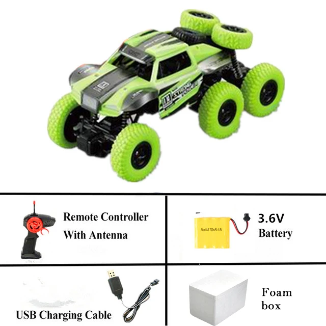 1:20, Электрический Радиоуправляемый автомобиль, 6 колес, 4WD, 2,4 г, 15 км/ч, радио, дистанционное управление, гоночный альпинистский грузовик, багги, вездеходные игрушки - Цвет: Green Foam Box