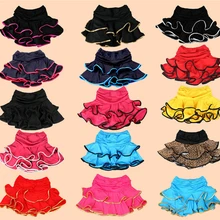 Горячее предложение! Распродажа! Спандекс, 11 цветов, юбка для латинских танцев для девочек, 3 слоя, Одежда для танцев для детей, 6 размеров, L6078