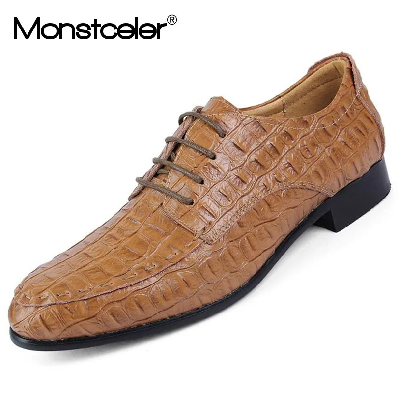 Sapatos Confortável Sapato Estilo Homens Dos Grande Laranja Masculinos Macio Crocodilo Formais Calçado 50 Vestido Novo Genuíno 45 E De Tamanho Couro ~ 2017 8FOxOa