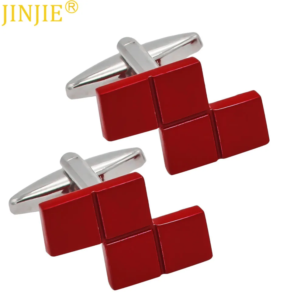 

Red Yellow Tetris Letter Z Cufflinks Luxury Painted Sleeve Nail Men's French Shirt Cuff Buttons Men Accessories Jewellery Gift